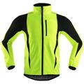 ARSUXEO Men's Cycling Jacket Bike Jacket Winter Softshell Fleece Jacket Top Windproof Waterproof 15-k Warm UP Thermal Breathable Stripe Polyester, Spandex, Fleece Winter Orange Red Light Green Road