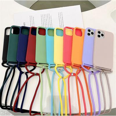 Colorful Silicone Lanyard Case for iPhone 16e 16 15 Pro Max Plus 14 13 12 11 Pro Max Mini X XR XS Max 8 7 Plus – Soft Touch, Full Body Protective, Crossbody Strap Father's Day Gifts