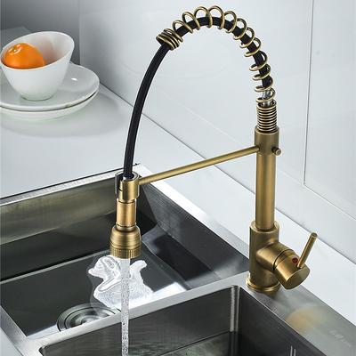 Kitchen Faucet,Brass Pull-out/Pull-down Rotatable Single Handle One Hole Multi-function Water Mode Brass Kitchen Taps with Soap Dispenser