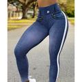 Women's Jeans Normal Denim Solid Color Light Blue Black Fashion High Waist Ankle-Length Casual Weekend