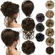 3PCS Messy Bun Hair Piece for Women Fake Hair Ponytail Extensions Clip in Human hair Hairpiece Curly Wavy Messy Synthetic Tousled Updo Bun Accessories Set for Women for Daily Wear