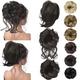 3PCS Messy Bun Hair Piece for Women Fake Hair Ponytail Extensions Clip in Human hair Hairpiece Curly Wavy Messy Synthetic Tousled Updo Bun Accessories Set for Women for Daily Wear