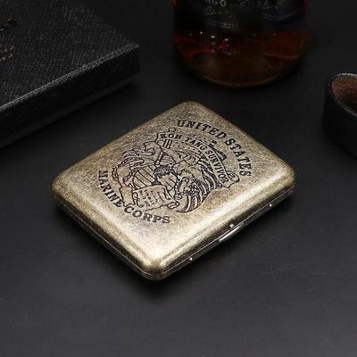 20 Sticks of Cigarette Case with Both Sides Open to Support Generation of Bronze Condensed Flower Metal Flip-top Carved Cigarette Case