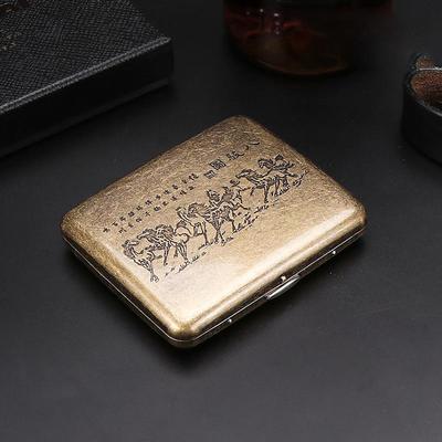 20 Sticks of Cigarette Case with Both Sides Open to Support Generation of Bronze Condensed Flower Metal Flip-top Carved Cigarette Case