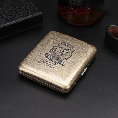 20 Sticks of Cigarette Case with Both Sides Open to Support Generation of Bronze Condensed Flower Metal Flip-top Carved Cigarette Case