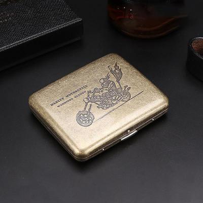 20 Sticks of Cigarette Case with Both Sides Open to Support Generation of Bronze Condensed Flower Metal Flip-top Carved Cigarette Case