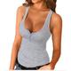 Women's Plus Size Tank Top Going Out Tops Henley Shirt Concert Tops Plain Sports Holiday Going out Black White Light Grey Button Sleeveless Streetwear Basic Sexy U Neck Slim