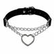 wwbginf long extended heart pendant choker necklace punk gothic choker pu collar with metal chain for women, girls (black)