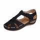 Women's Sandals Wedge Sandals Platform Sandals Outdoor Daily Beach Solid Color Summer Embroidery Wedge Heel Round Toe Elegant Casual Minimalism Faux Leather Magic Tape Black Blue Purple