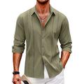 Men's Shirt Guayabera Shirt Linen Shirt Casual Shirt Summer Shirt Beach Shirt Black White Navy Blue Long Sleeve Plain Lapel Spring Summer Casual Daily Clothing Apparel