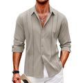 Men's Shirt Guayabera Shirt Linen Shirt Casual Shirt Summer Shirt Beach Shirt Black White Navy Blue Long Sleeve Plain Lapel Spring Summer Casual Daily Clothing Apparel