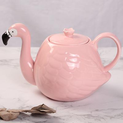 Flamingo Teapot - Ceramic Flower Pot for Tea, Coffee, and Water - White Bone China Gift for Tea Tasting and Gifting