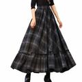 Women's Skirt Swing Work Skirts Long Skirt Maxi Skirts Ruffle Print Plaid Christmas Daily Autumn / Fall Polyester Cotton Blend Fashion Summer Black Red Fuchsia Gray