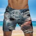 Men's Board Shorts Swim Shorts Swim Trunks Summer Shorts Beach Shorts Drawstring with Mesh lining Elastic Waist Shark Graphic Prints Quick Dry Short Casual Daily Holiday Boho Hawaiian Blue Gray