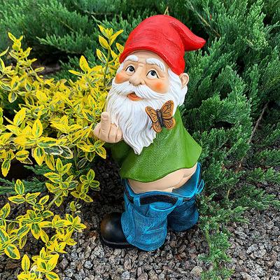 Garden Gnome - Pants Down Gnome - Cute and Funny Lawn Garden Figurine - Fairy Garden Decorative Sculpture for Outdoor or House Decor