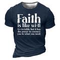 Tie Dye Mens 3D Shirt For Faith Is Like Wi-Fi 'S Invisible But Has The Power To Connect You What Need Grey Winter Cotton Men'S Tee Graphic Slogan Shirts Distressed Letter Prints Crew Neck Gray 3D