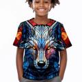 Boys 3D Wolf Tee Shirt Short Sleeve 3D Print Summer Active Sports Fashion Polyester Kids 3-12 Years Crew Neck Outdoor Casual Daily Regular Fit