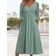 Women's A Line Dress Summer Dress Plain Dress Plain Pocket Twist V Neck Midi Dress Elegant Daily 3/4 Length Sleeve Summer Spring