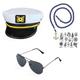 CARNIVAL Masquerade Ball Captain Flight Attendant Set Sailor Hat Scarf Captain Hat Pipe Sun Eye