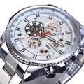 Forsining Men Mechanical Watch Top Brand Luxury Military Sport Wristwatch Three Dials Calendar Luminous Automatic Self-winding Waterproof Mechanical Stainless Steel Watch Male Clock