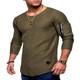 Men's T shirt Tee Long Sleeve Shirt Plain Crew Neck Plus Size Casual Long Sleeve Zipper Clothing Apparel Cotton Muscle Esencial