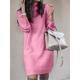 Women's Sweater Dress Turtleneck Ribbed Knit Acrylic Knitted Fall Winter Long Outdoor Daily Going out Stylish Casual Soft Long Sleeve Solid Color White Yellow Pink S M L