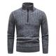 Men's Sweater Pullover Sweater Jumper Crochet Knit Cropped Zipper Knitted Solid Color Stand Collar Basic Stylish Outdoor Daily Clothing Apparel Winter Fall Light gray Dark Gray M L XL