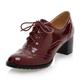 Women's Pumps Oxfords Brogue Dress Shoes Daily Solid Color Solid Colored Summer Block Heel Round Toe Classic British Patent Leather Lace-up Black Burgundy Blue