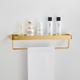 Bathroom Shelves Wall Mounted Golden Storage Organizer Rack Bathroom Kitchen Bathroom Hardware Pendant Bathroom Shelf Space Aluminum Acrylic Shower Rack Corner Shelf Square Bath Shower Shelf(Golden,Black)