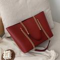 Women's Shoulder Bag Tote Crossbody Bag Leather PU Leather Outdoor Office Daily Chain Solid Color Black White Red