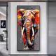 100% Hand Painted Elephant oil painting Wall Art Street Graffiti Colorful Wild Animal Canvas Painting animal oil painting Modern Abstract Art Wall Picture for living room hotel Home Decoration canvas