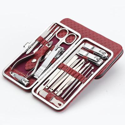 19 in 1 Stainless Steel Manicure Set For Foot Fitting Set Professional Pedicure Kit Nail Scissors Grooming Kit with Leather Travel Case for Women and Men