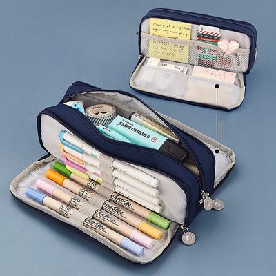 Large Capacity Pink Pencil Case Organizer – Multi-Layer Zipper Stationery Bag with Compartments for Girls, Students Artists