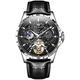 OLEVS 6689 Men's Automatic Watch Skeleton Multifunctional Starry Sky Stainless Steel Leather Watchband Luxury Dress WristWatch