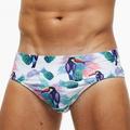 Men's Swimwear Swim Briefs Floral Tropical Beach Swimming Pool Sporty Basic Black White