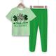 St. Patrick Girls' 3D Four Leaf Clover Tee Pants Pajama Sets Short Sleeve 3D Print Summer Spring Fall Active Fashion Cute Polyester Kids 4 years Crew Neck Home Causal Indoor Regular Fit