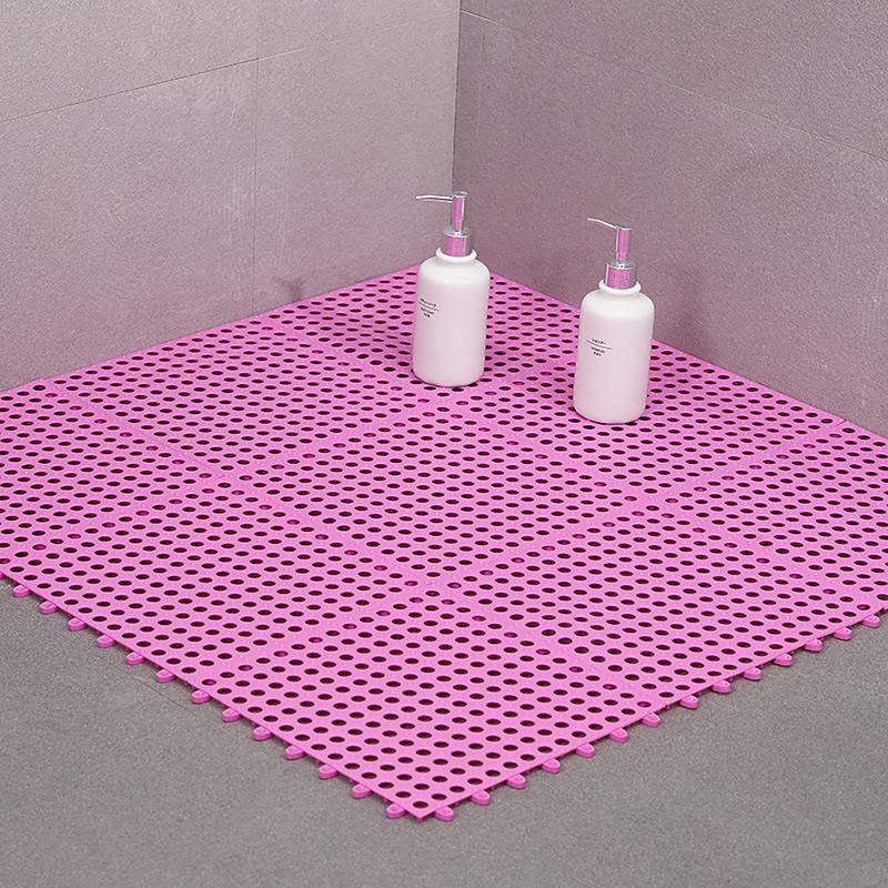 Interlocking Rubber Floor Tiles with Drain Holes DIY Size Bathroom Shower Toilet Floor Tiles Mat Interlocking Massage Soft Cushion Floor Tiles for Indoor/Outdoor