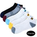 Men's 5 Pairs Socks Ankle Socks Low Cut Socks No Show Socks Black Red Color Color Block Outdoor Daily Wear Vacation Mesh Thin Spring Summer Fashion Sport