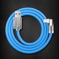 Zinc Alloy Mobile Phone Data Cable Elbow 180Rotating Liquid Silicone Game Fast Charging With Light 6A