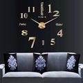 3D Wall Decal Decorative Clock,DIY Wall Clock Modern Frameless Large Arabic Numerals Clock Mirror Surface Wall Sticker Home Decor for Living Room Bedroom (19-27 Inch)