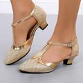 Women's Sandals Glitter Crystal Sequined Jeweled Plus Size Ankle Strap Heels Party Daily Solid Color High Heel Pointed Toe Elegant Vintage Fashion PU Silver mid-heel Gold mid-heel Gold low-heel