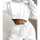 Women's Crop Top Hoodie Tracksuit Pants Sets Solid Color Causal Patchwork Drawstring Black Long Sleeve Sportswear Hooded Fall Winter