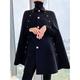 Women's Cloak / Capes Long Coat Winter Coat Thermal Warm Pea Coat Single Breasted Trench Coat Fall Party Elegant Lady Jacket Long Sleeve Black