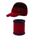 Men's Winter Hats Knit Hat Black Red Fleece Scarf Travel Outdoor Vacation Plain Windproof Warm