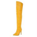 Women's Boots Heel Boots Daily Solid Colored Over The Knee Boots Thigh High Boots Winter High Heel Stiletto Heel Pointed Toe Faux Leather Zipper Black White Yellow