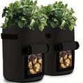 2pcs Potato Grow Bags 4/7/10 Gallon Inflatable Waterproof Fabric Sweet Potato Planter Window Vegetable Peanut Grow Box Nursery Garden Bucket