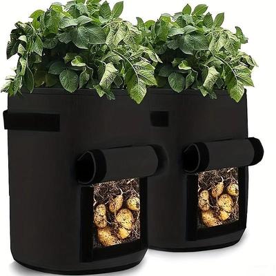 2pcs Potato Grow Bags 4/7/10 Gallon Inflatable Waterproof Fabric Sweet Potato Planter Window Vegetable Peanut Grow Box Nursery Garden Bucket