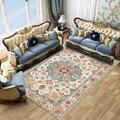 Large Floral Area Rugs Oriental Non-slip Crystal Velvet Plush Carpet Vintage Fluffy Rug Machine Washable Soft Thickened Shaggy Carpet For Living Room Bedroom Floor