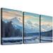 Nawypu Canvas Wall Art Prints Picture winter scene with snow covered mountains and a river with Stretched & Framed Wall Painting Artwork Poster Wall Decor Ready to Hang 12 x16 X3 Panels