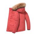Women's Parka Puffer Jacket Cropped Thicken Winter Coat Thermal Warm Heated Coat Windproof Zip up Coat with Fur Collar Hood Outdoor Hiking Outerwear Long Sleeve Fall Black Beige Red
